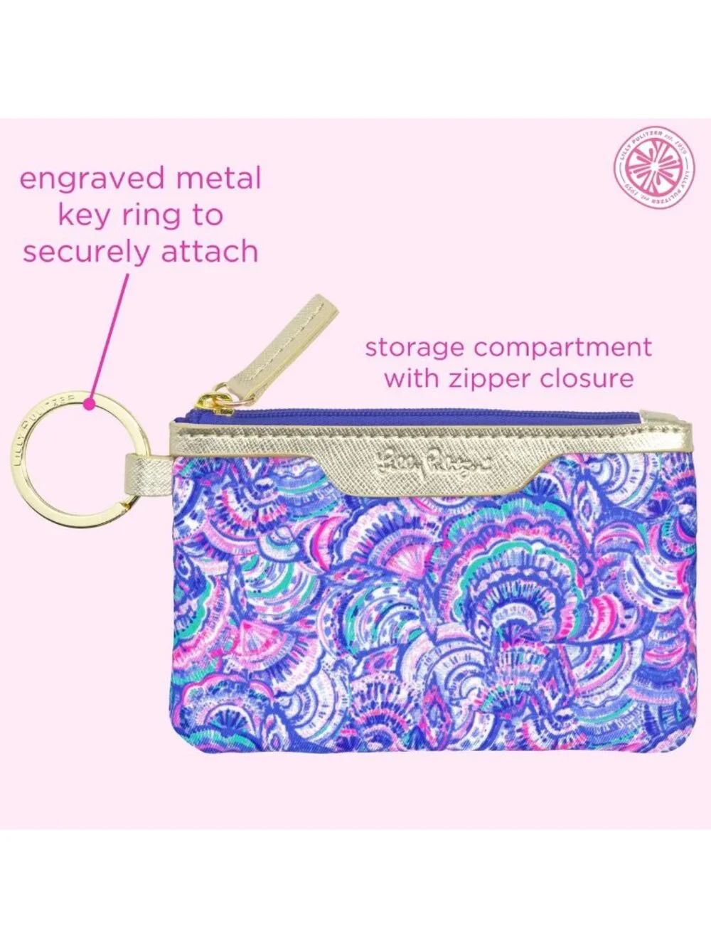 Colorful Zip Card Case ID Wallet - Happy As A Clam Design, Perfect for Travel